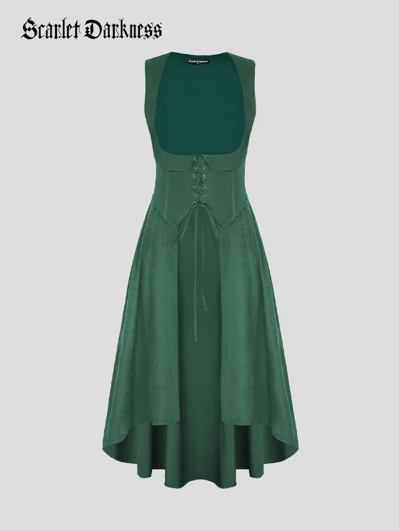 Renaissance Costume U-Neck High-Lo Overdress - Image 51