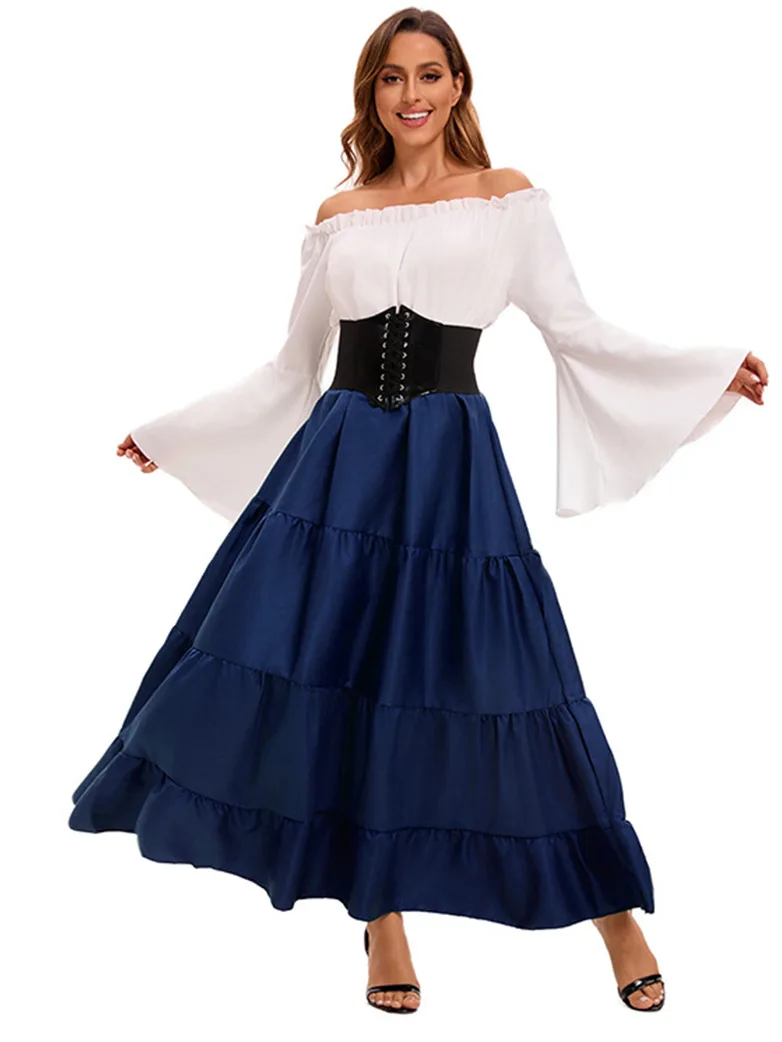 Off the Shoulder Renaissance Outfits in Spliced Two-piece - Image 3