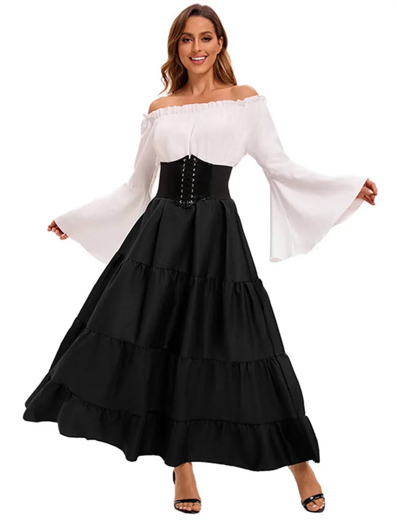 Off the Shoulder Renaissance Outfits in Spliced Two-piece - Image 4