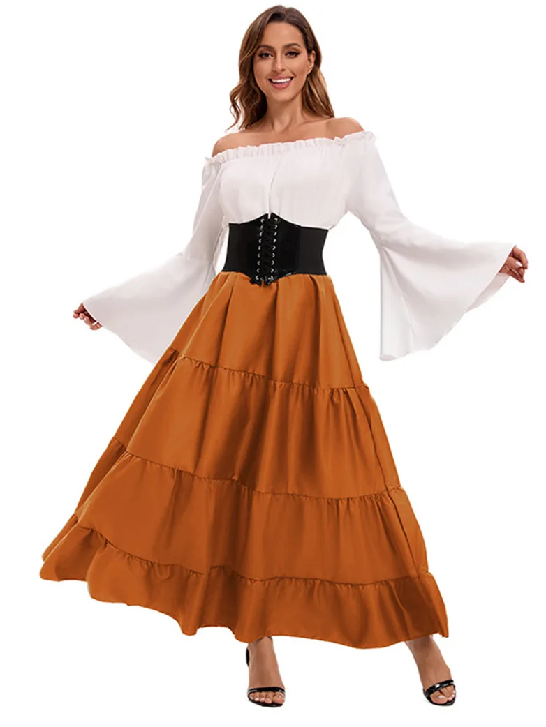 Off the Shoulder Renaissance Outfits in Spliced Two-piece - Image 5