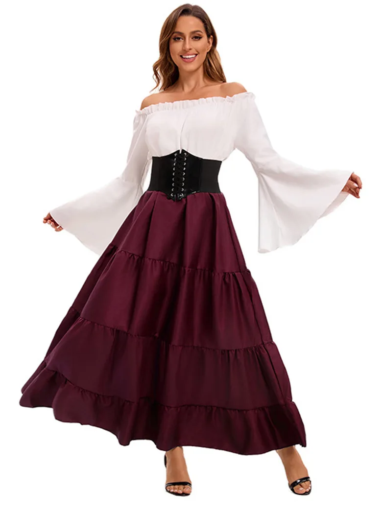 Off the Shoulder Renaissance Outfits in Spliced Two-piece - Image 6