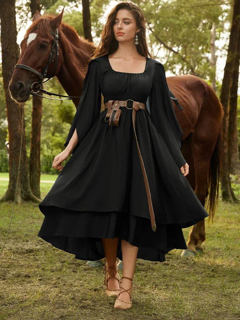 Renaissance Fairy Dress Elf Wing Sleeves Maxi Dress - Image 19