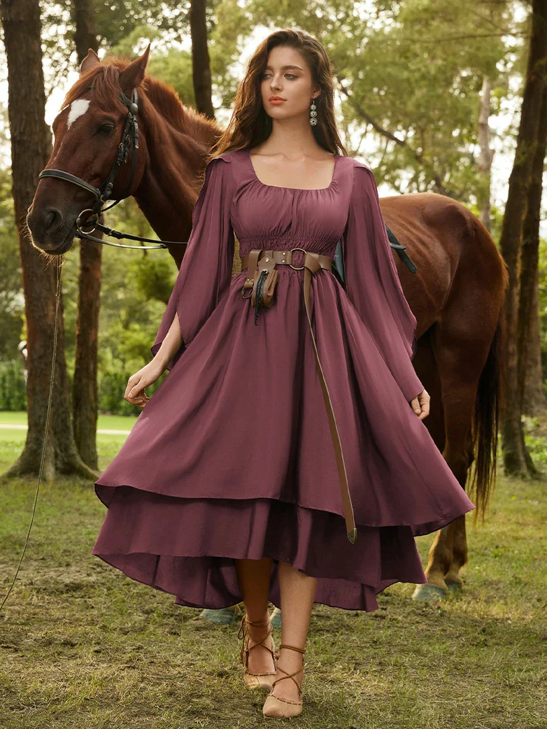 Renaissance Fairy Dress Elf Wing Sleeves Maxi Dress - Image 25