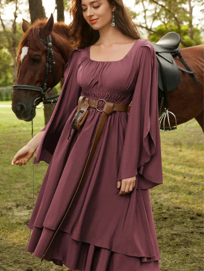 Renaissance Fairy Dress Elf Wing Sleeves Maxi Dress - Image 26