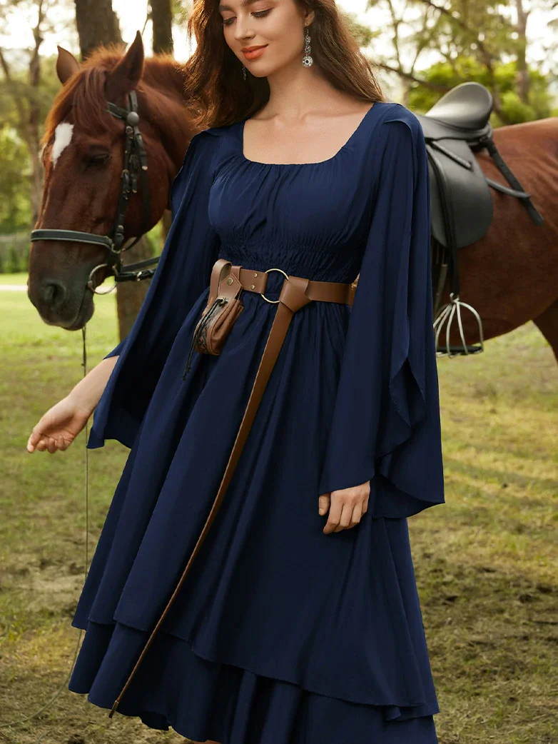 Renaissance Fairy Dress Elf Wing Sleeves Maxi Dress - Image 29