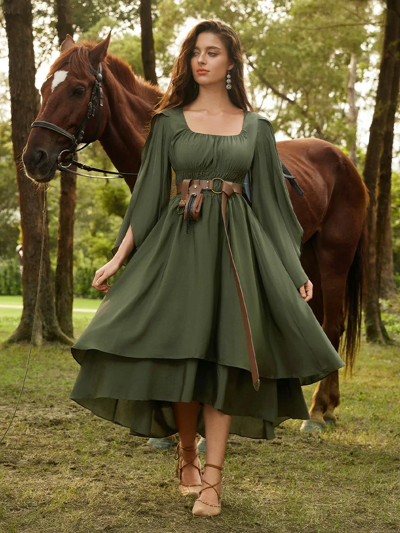 Renaissance Fairy Dress Elf Wing Sleeves Maxi Dress - Image 3