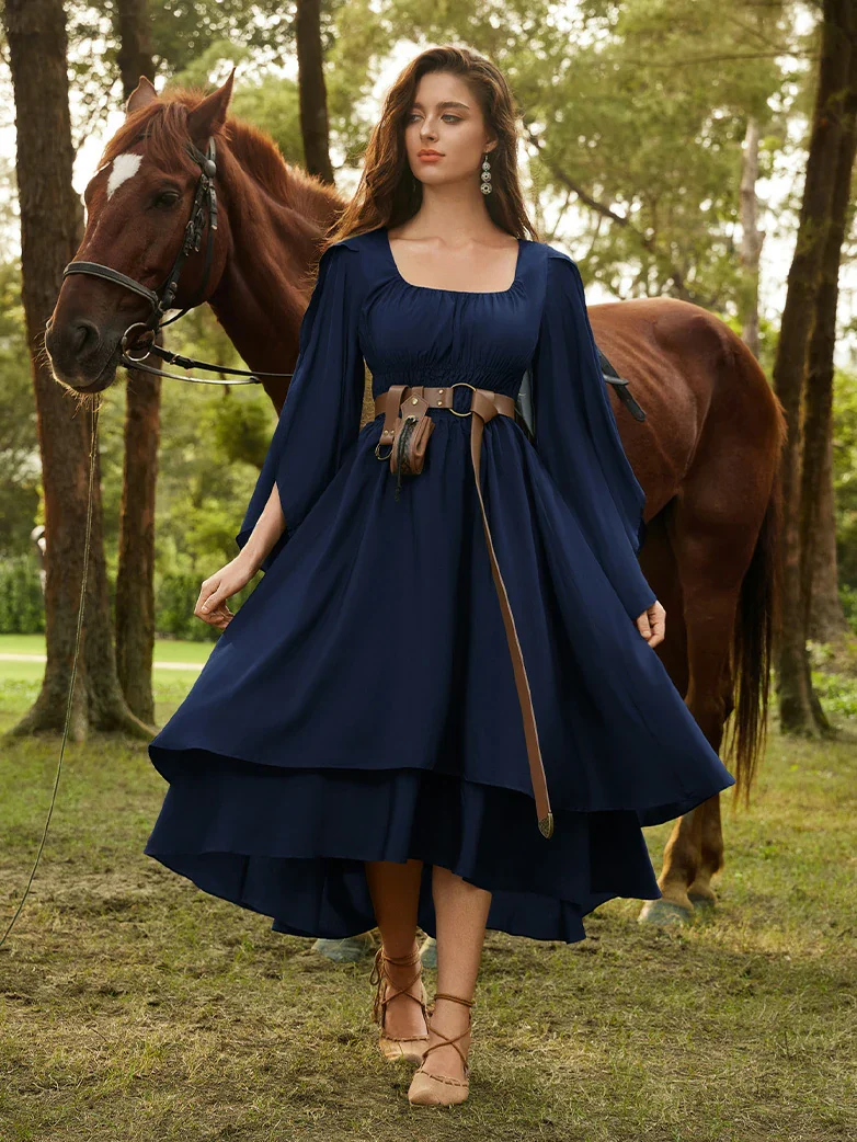 Renaissance Fairy Dress Elf Wing Sleeves Maxi Dress - Image 30