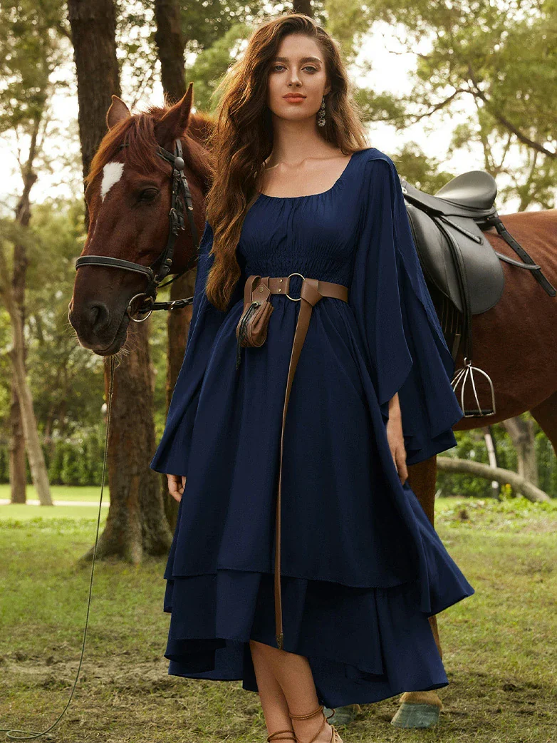 Renaissance Fairy Dress Elf Wing Sleeves Maxi Dress - Image 32