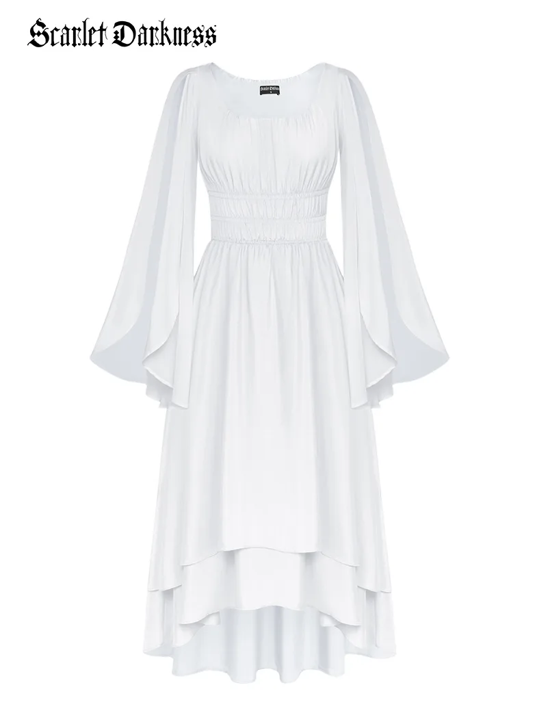 Renaissance Fairy Dress Elf Wing Sleeves Maxi Dress - Image 34