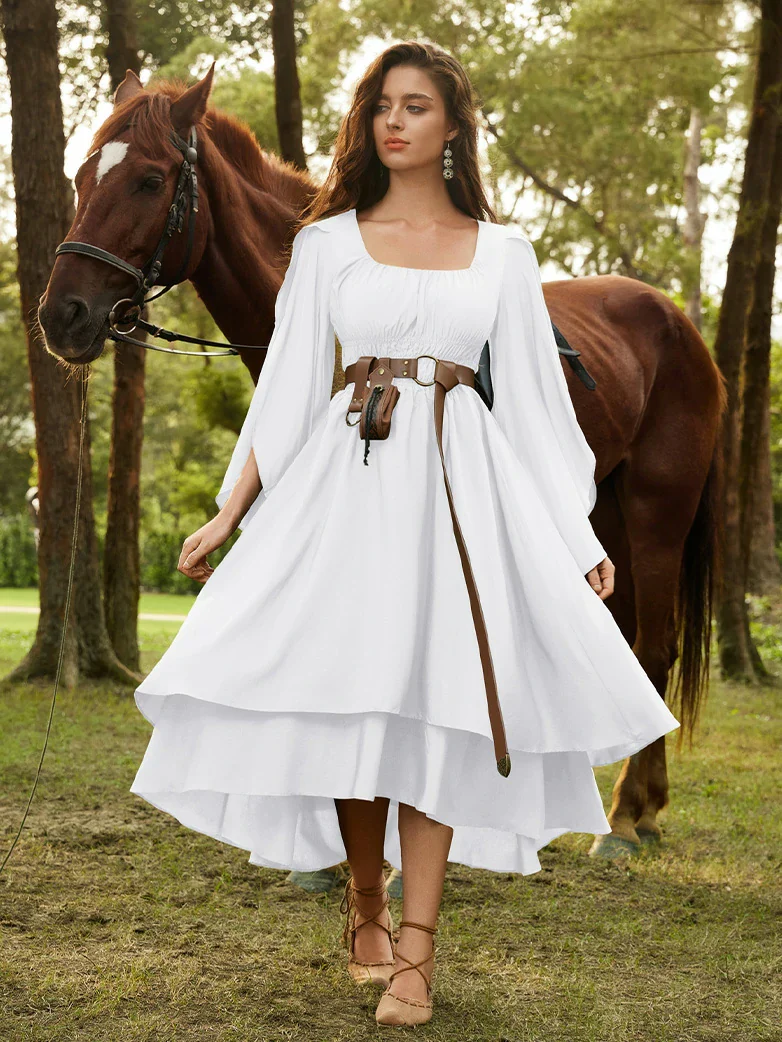 Renaissance Fairy Dress Elf Wing Sleeves Maxi Dress - Image 35