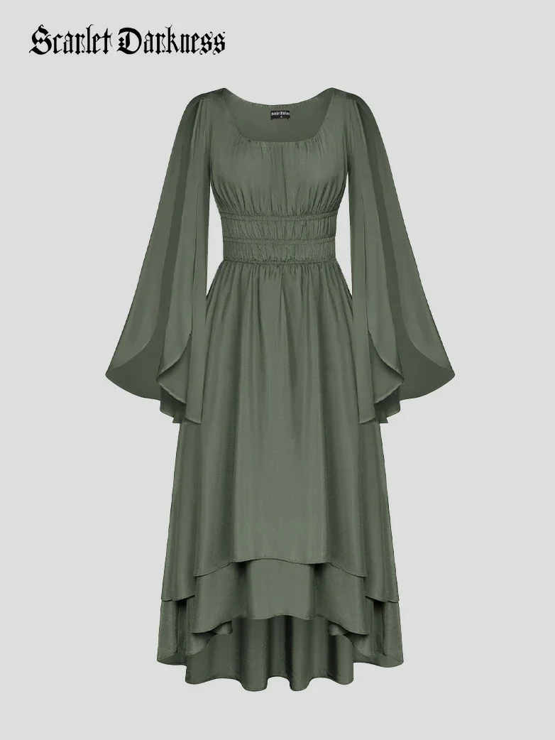 Renaissance Fairy Dress Elf Wing Sleeves Maxi Dress - Image 38