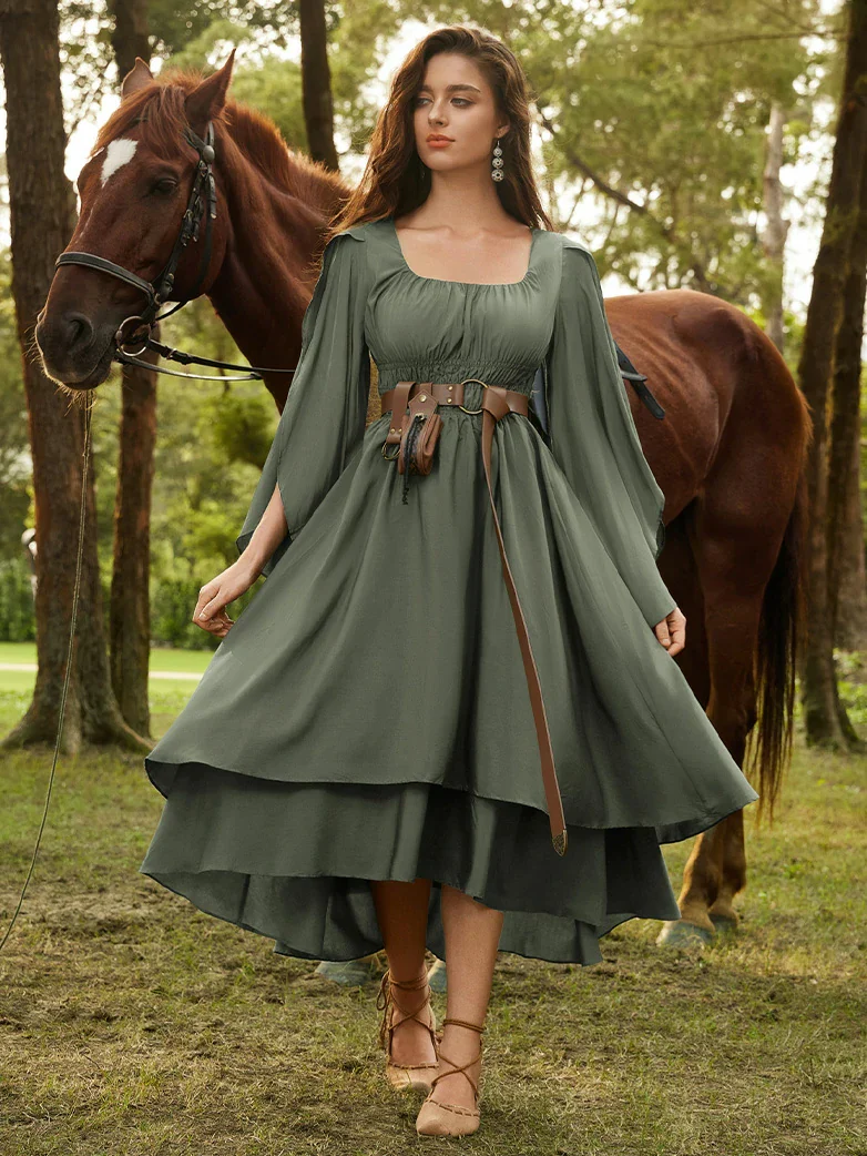 Renaissance Fairy Dress Elf Wing Sleeves Maxi Dress - Image 40