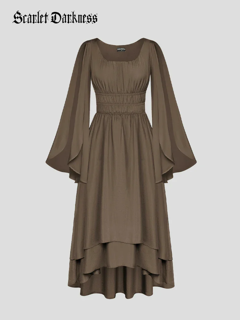 Renaissance Fairy Dress Elf Wing Sleeves Maxi Dress - Image 43