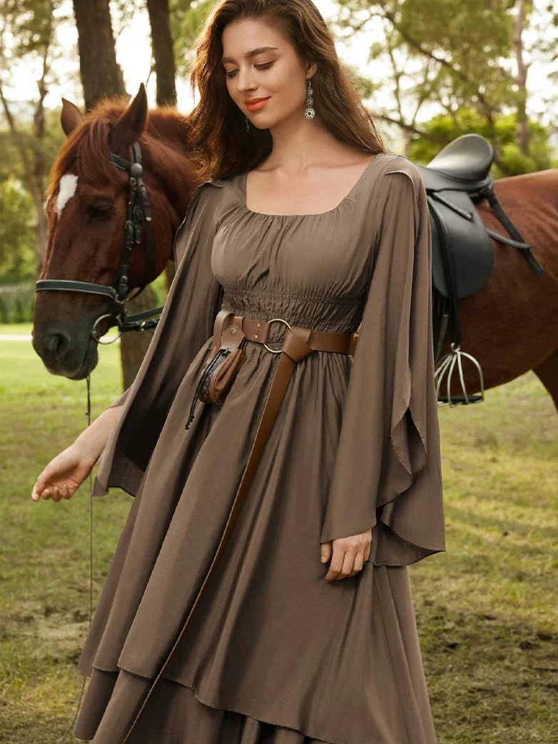 Renaissance Fairy Dress Elf Wing Sleeves Maxi Dress - Image 44