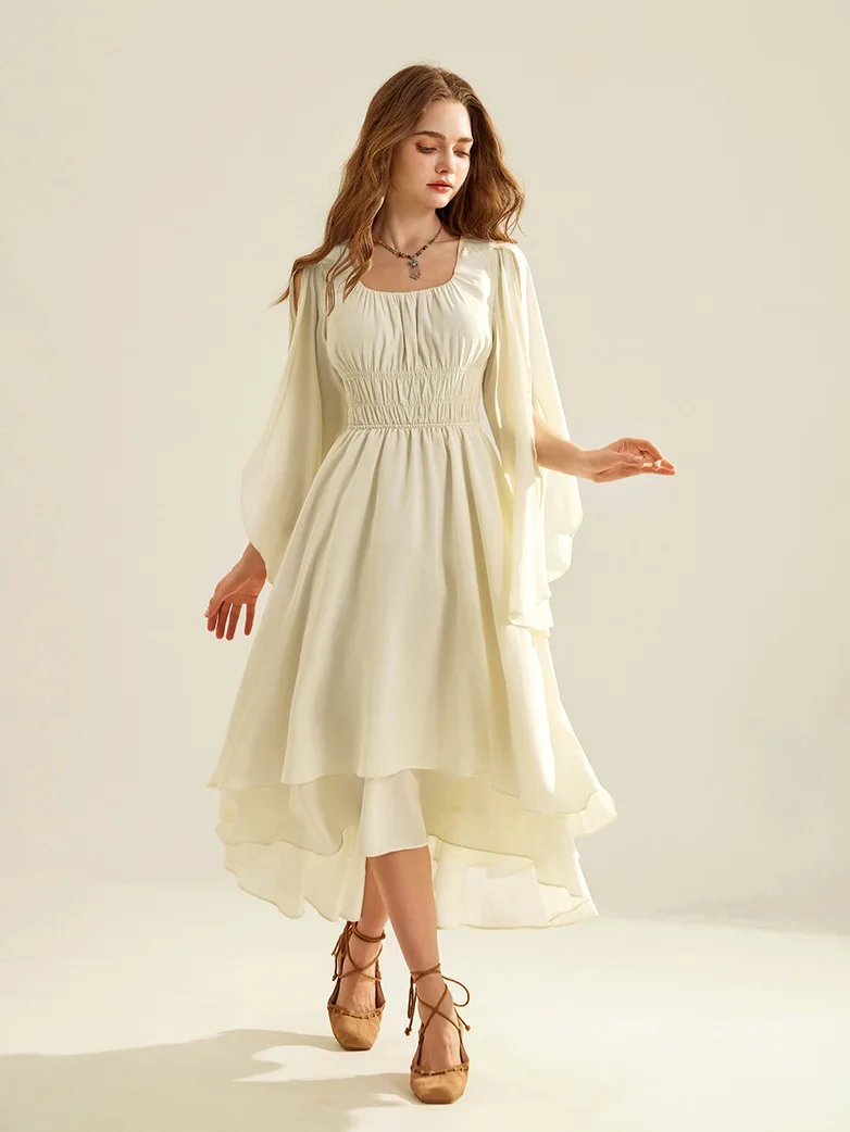Renaissance Fairy Dress Elf Wing Sleeves Maxi Dress - Image 9