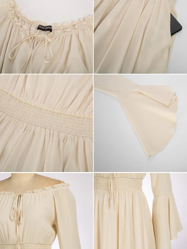 Women Off the Shoulder Renaissance Dress with Pockets - Image 14