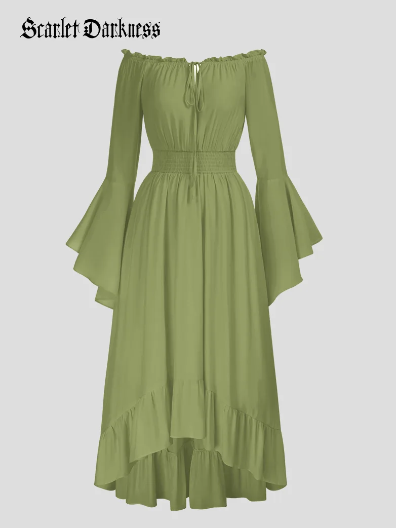 Women Off the Shoulder Renaissance Dress with Pockets - Image 19