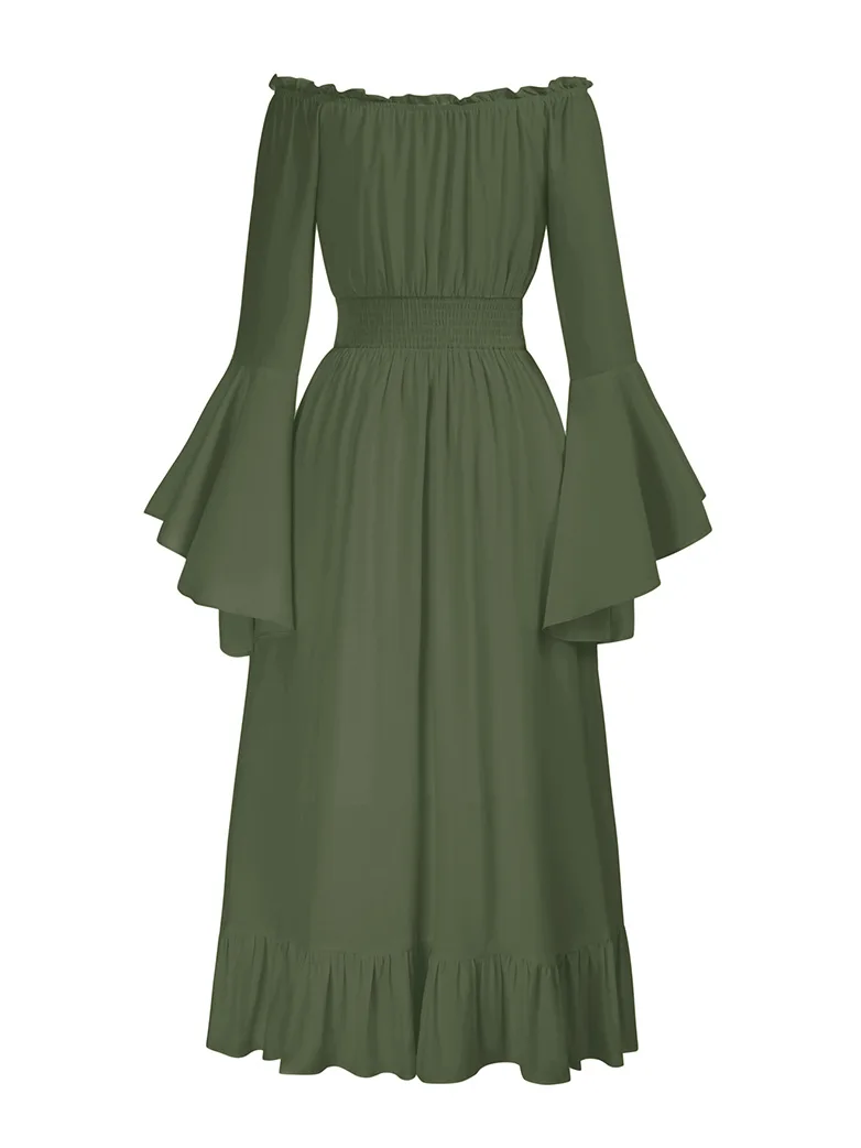 Women Off the Shoulder Renaissance Dress with Pockets - Image 21