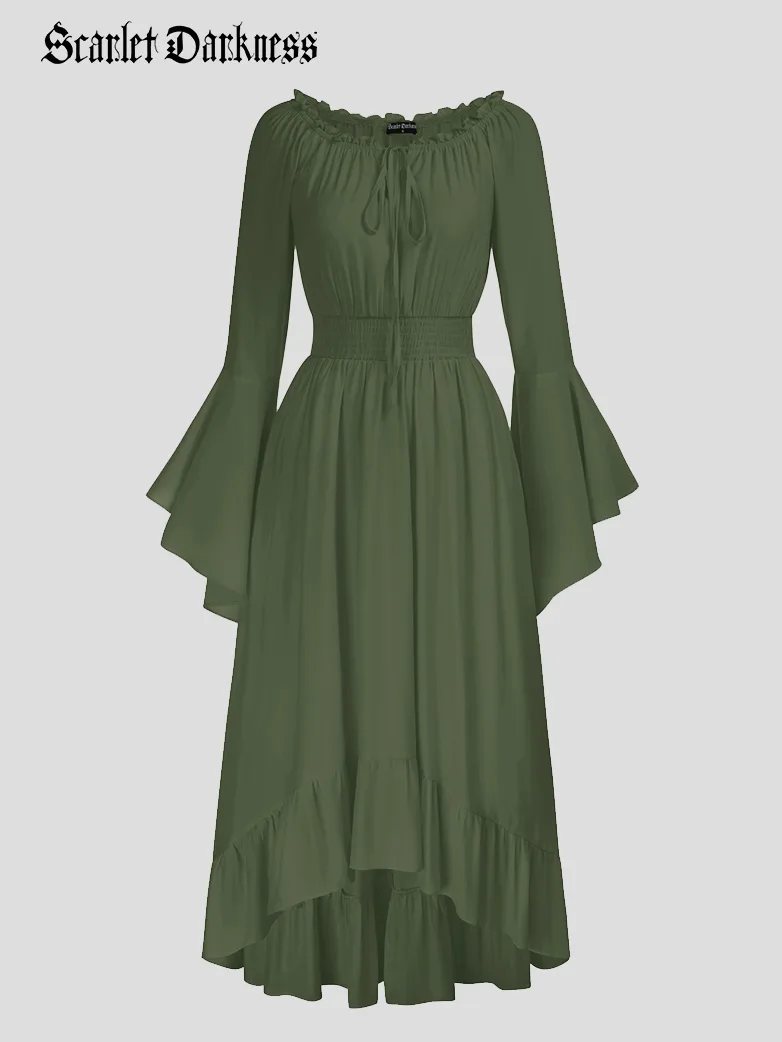 Women Off the Shoulder Renaissance Dress with Pockets - Image 23