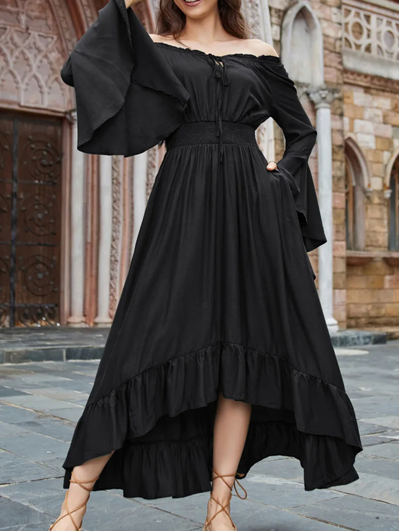 Women Off the Shoulder Renaissance Dress with Pockets - Image 3