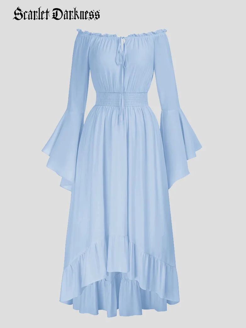 Women Off the Shoulder Renaissance Dress with Pockets - Image 31