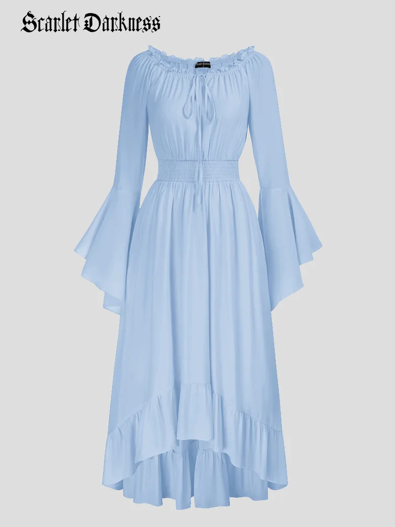 Women Off the Shoulder Renaissance Dress with Pockets - Image 32