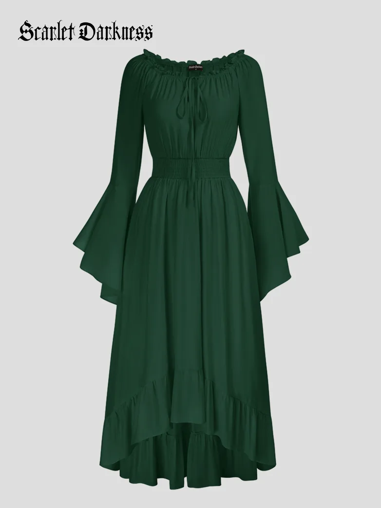 Women Off the Shoulder Renaissance Dress with Pockets - Image 6