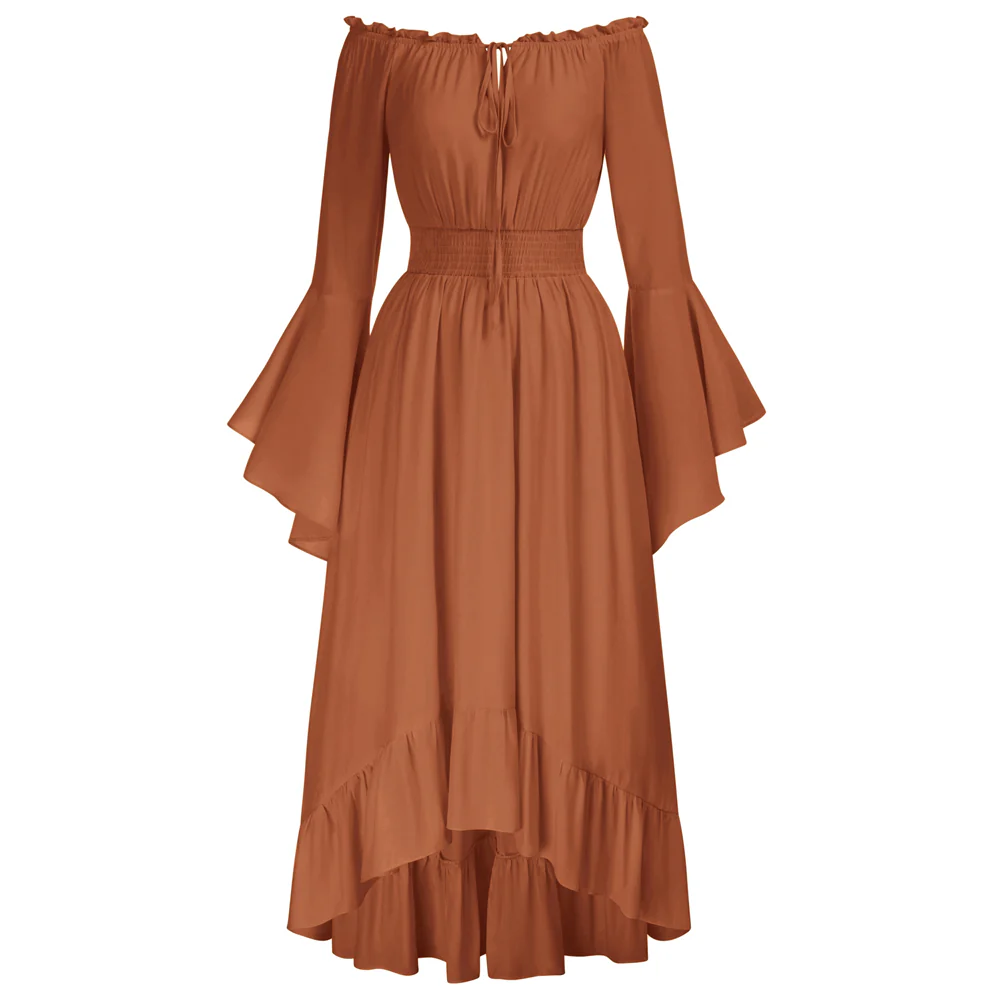 Women Off the Shoulder Renaissance Dress with Pockets - Image 63