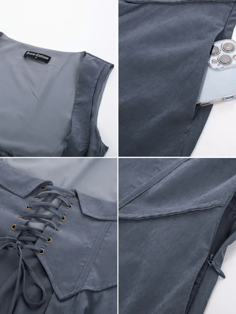 Renaissance Costume U-Neck High-Lo Overdress - Image 10