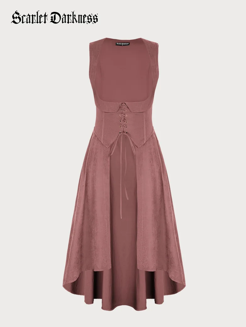 Renaissance Costume U-Neck High-Lo Overdress - Image 15