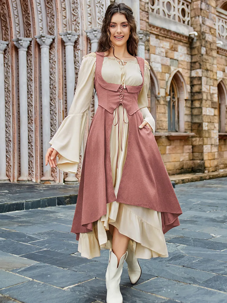 Renaissance Costume U-Neck High-Lo Overdress - Image 16