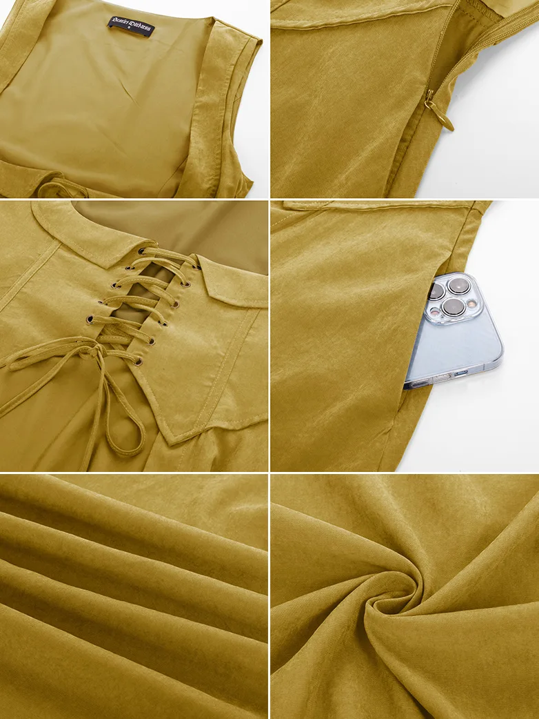 Renaissance Costume U-Neck High-Lo Overdress - Image 40