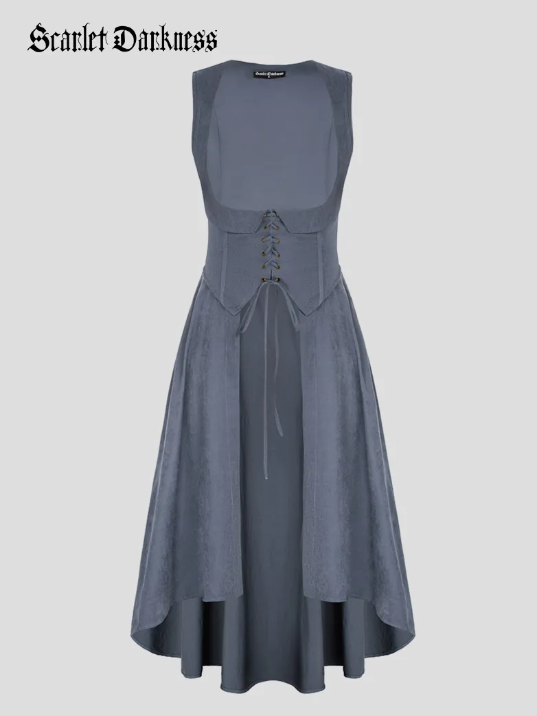 Renaissance Costume U-Neck High-Lo Overdress - Image 5