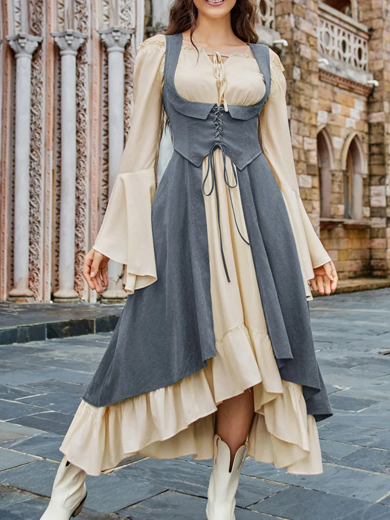 Renaissance Costume U-Neck High-Lo Overdress - Image 6