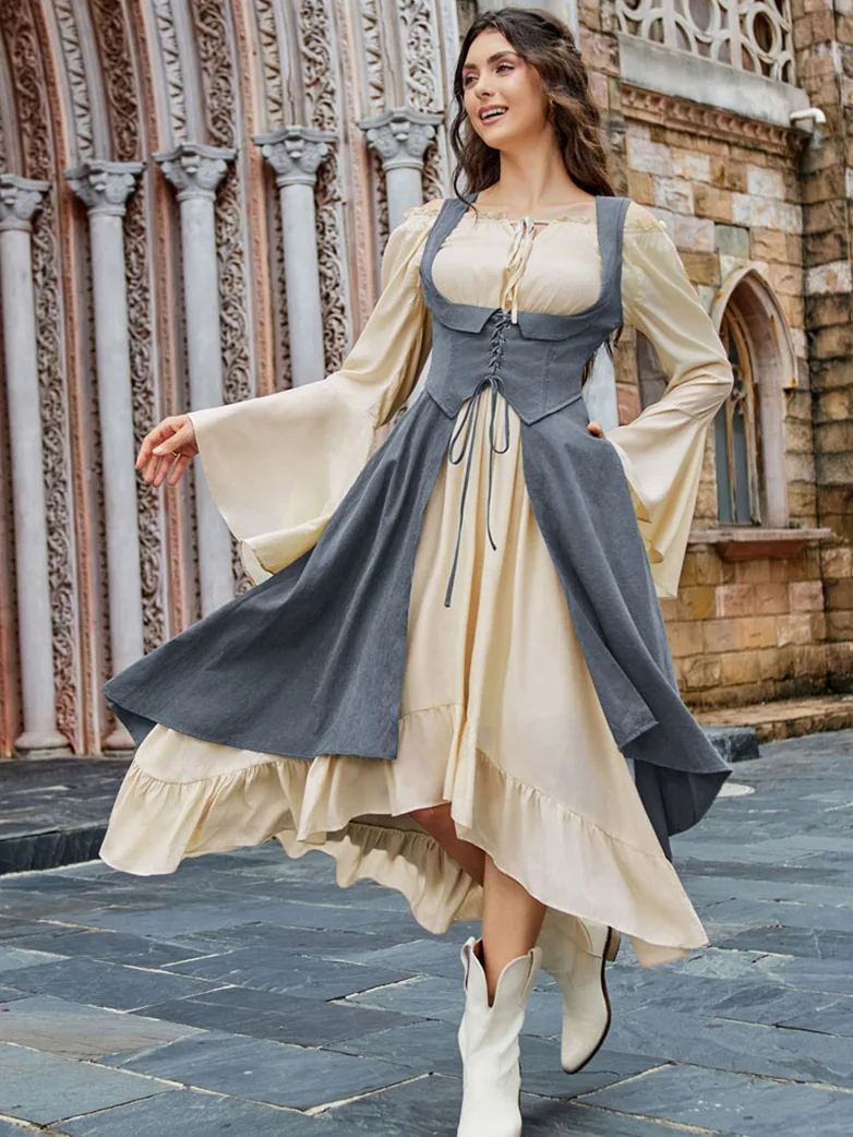 Renaissance Costume U-Neck High-Lo Overdress - Image 8