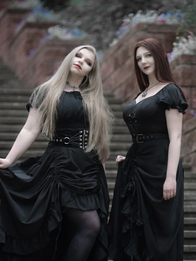 Length Adjustable Elastic Waist Ruffle Cake Maxi Skirt - Image 4