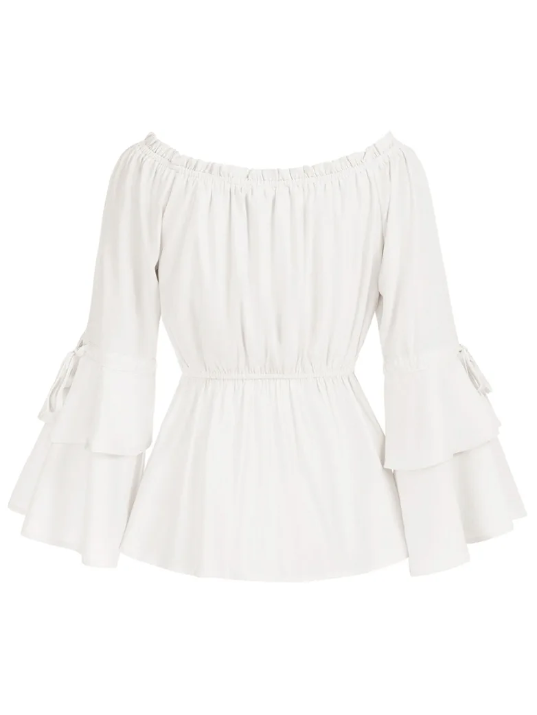 Renaissance Off Shoulder Tops Waist-fitting Shirts - Image 10