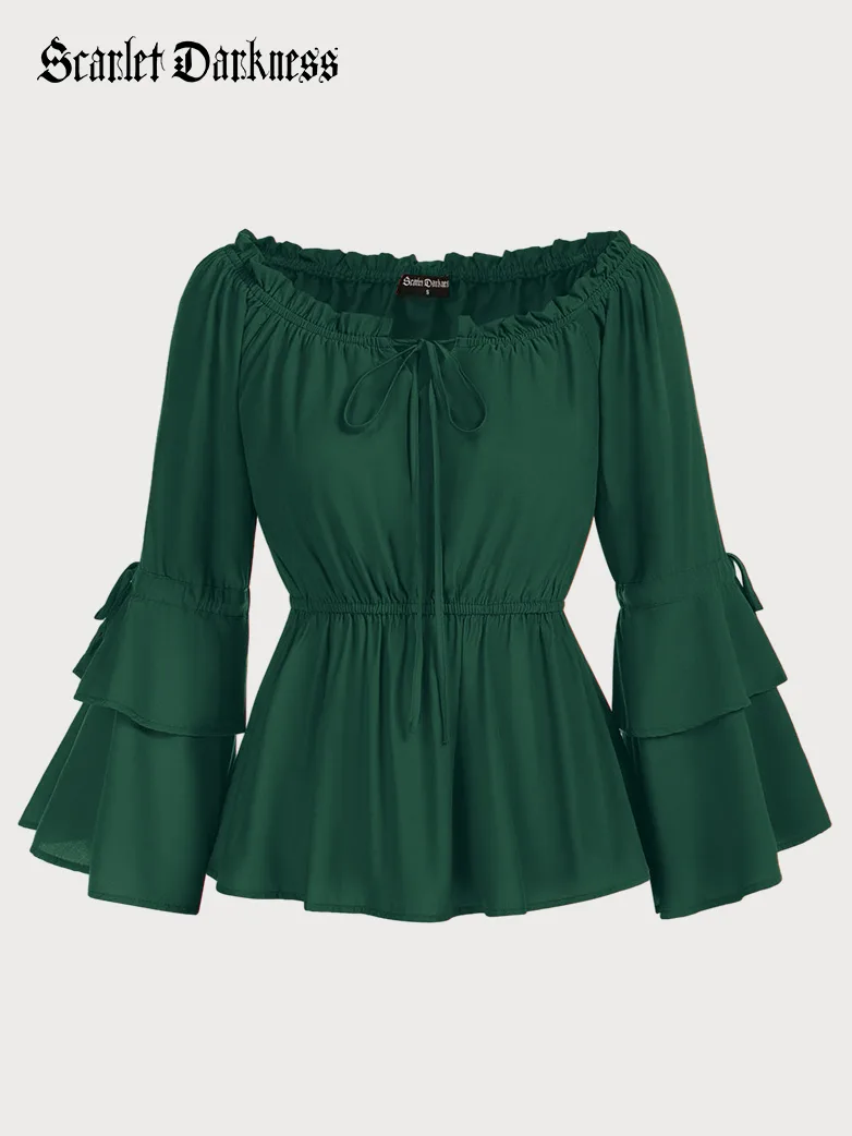 Renaissance Off Shoulder Tops Waist-fitting Shirts - Image 26