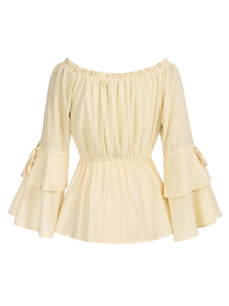 Renaissance Off Shoulder Tops Waist-fitting Shirts - Image 4