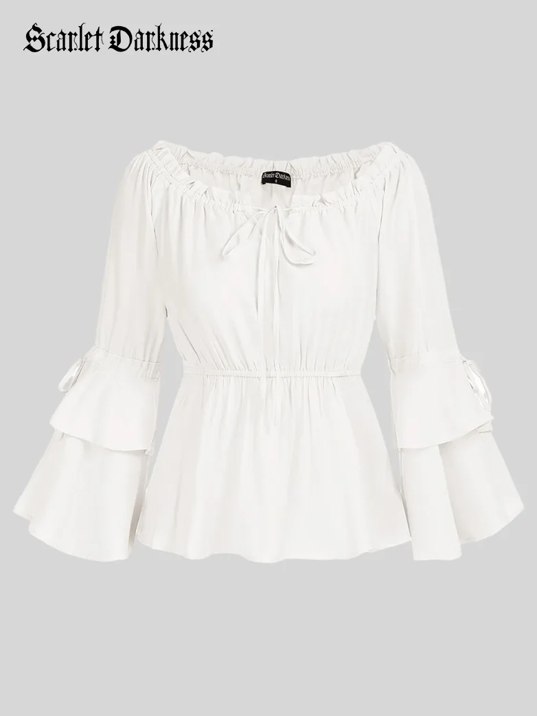 Renaissance Off Shoulder Tops Waist-fitting Shirts - Image 6