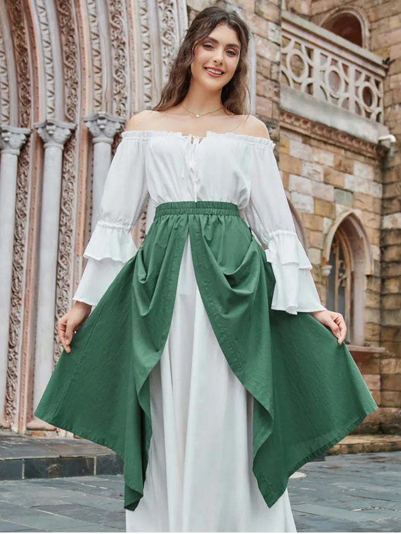 Renaissance Off Shoulder Tops Waist-fitting Shirts - Image 7