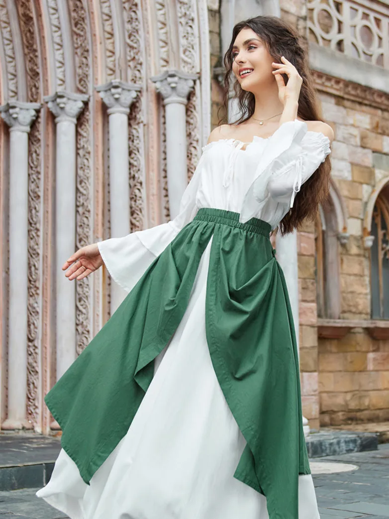 Renaissance Off Shoulder Tops Waist-fitting Shirts - Image 8