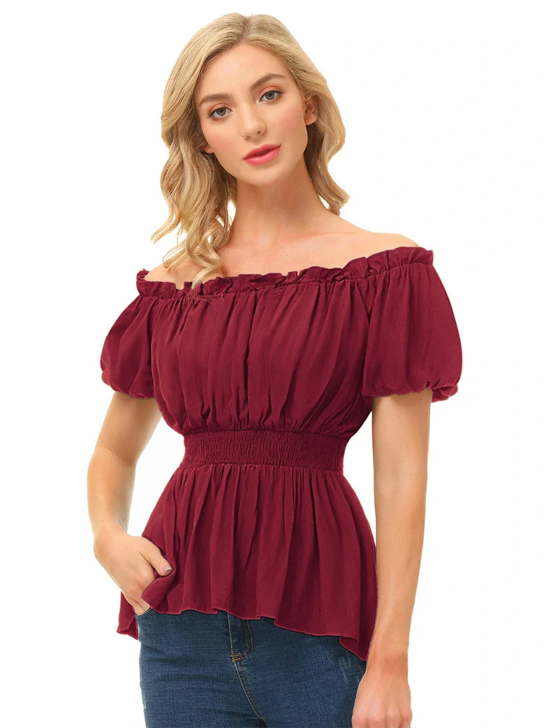 Renaissance Pirate Pleated Shirt Medieval Tops - Image 22
