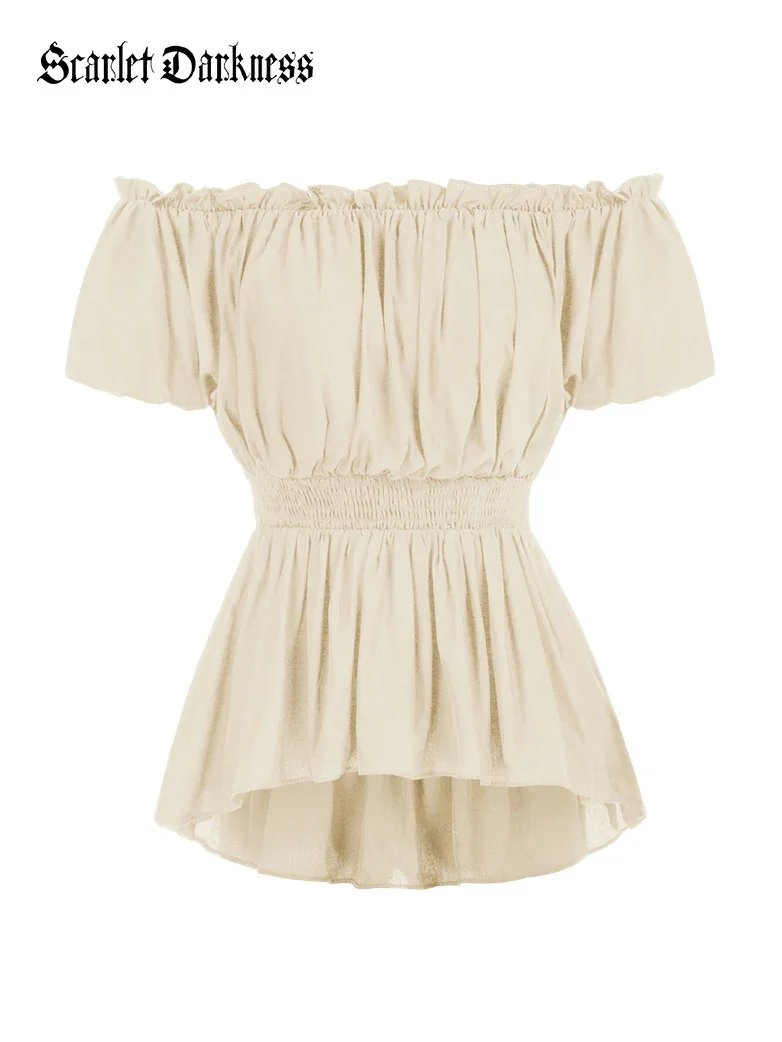 Renaissance Pirate Pleated Shirt Medieval Tops - Image 30