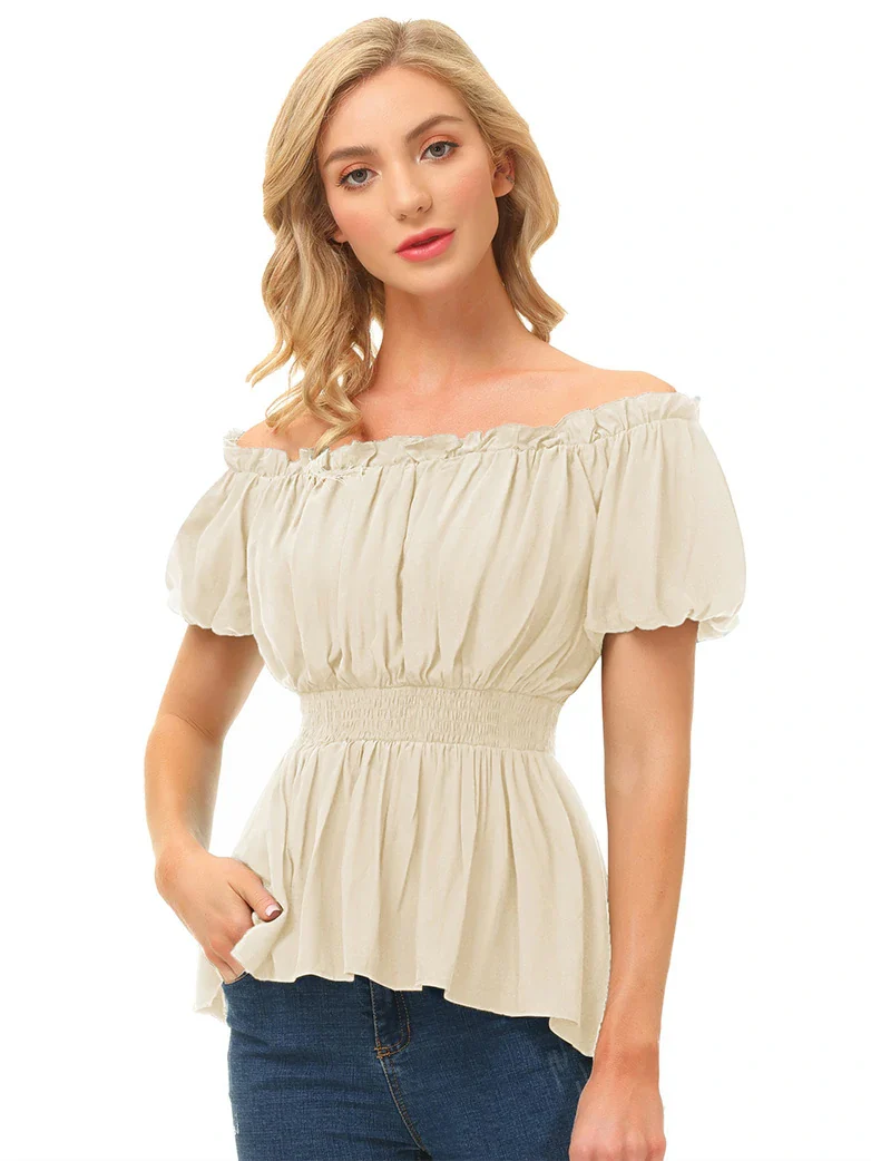 Renaissance Pirate Pleated Shirt Medieval Tops - Image 31