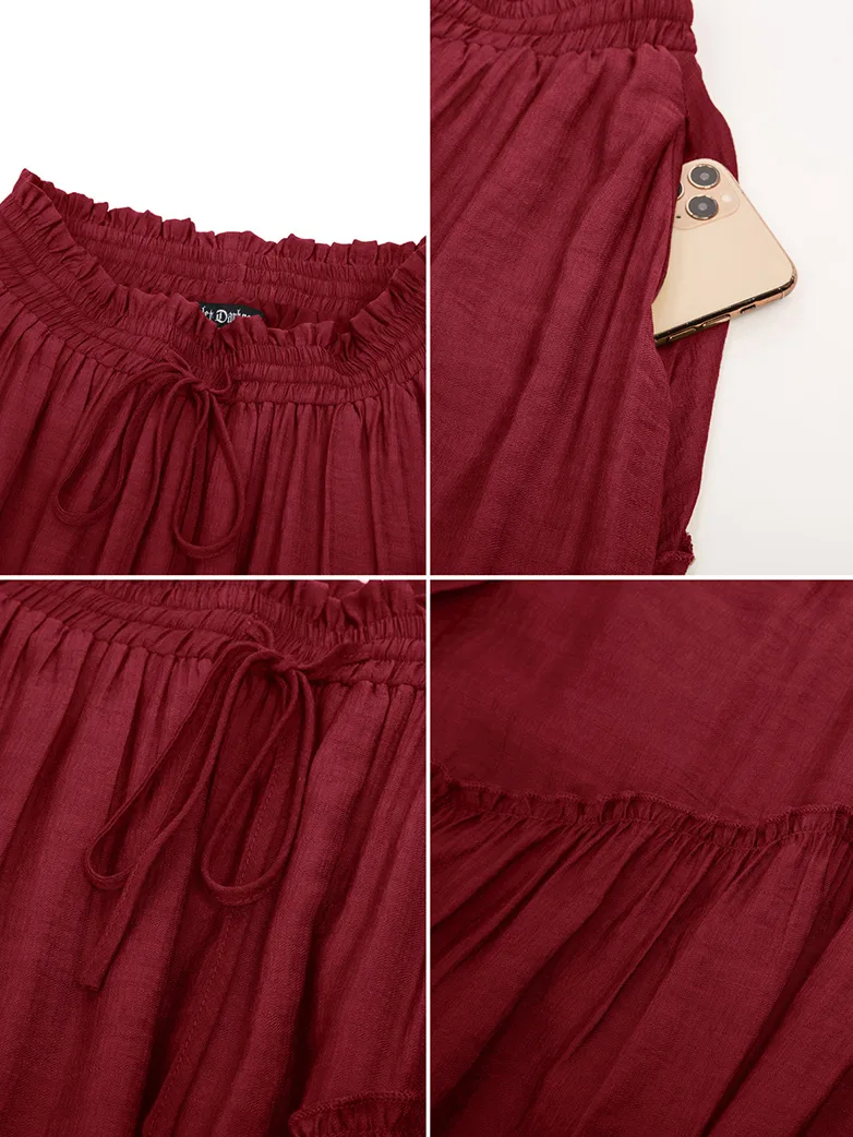 Overlay Drawstring Waist Irregular Hem Renaissance Skirt - Image 19
