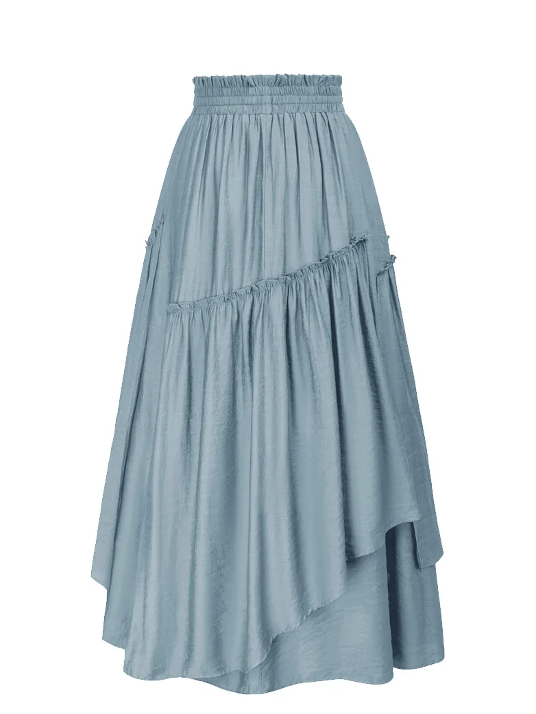 Overlay Drawstring Waist Irregular Hem Renaissance Skirt - Image 27