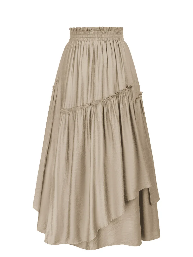 Overlay Drawstring Waist Irregular Hem Renaissance Skirt - Image 34