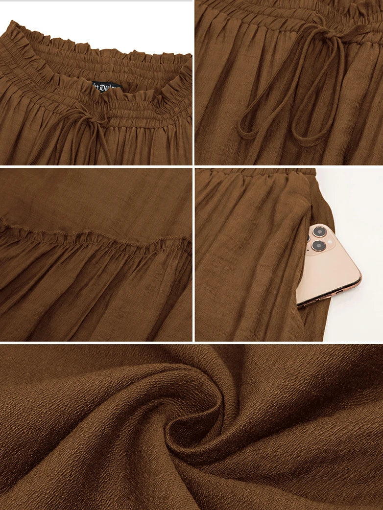 Overlay Drawstring Waist Irregular Hem Renaissance Skirt - Image 50
