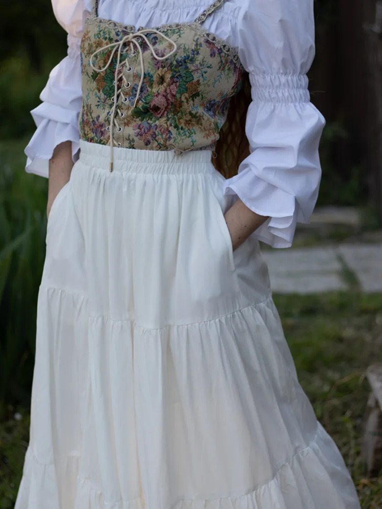 Renaissance Elastic Waist Swing Skirt with Pockets - Image 13